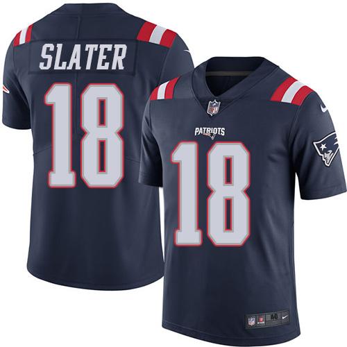 Nike Patriots #18 Matt Slater Navy Blue Men's Stitched NFL Limited Rush Jersey - Click Image to Close